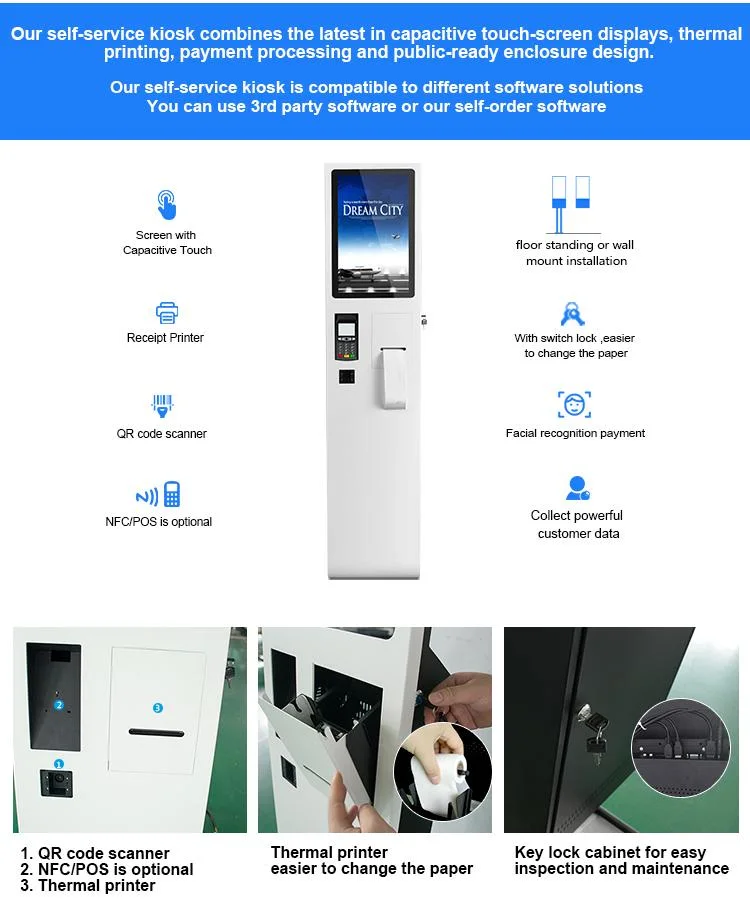 Desktop Self Ordering Payment Kiosk Self Checkout Order Tabletterminal