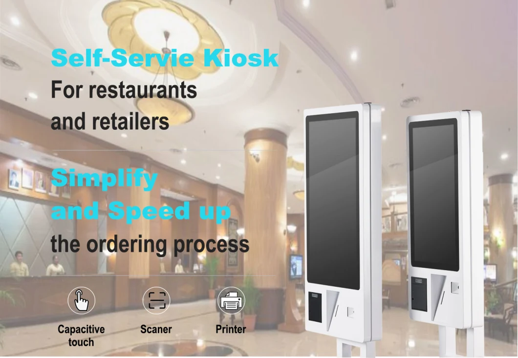 Good Quality All in One POS Enclosure Self Ordering Kiosk Intel Core All in One POS Kisok with Scanner Printer