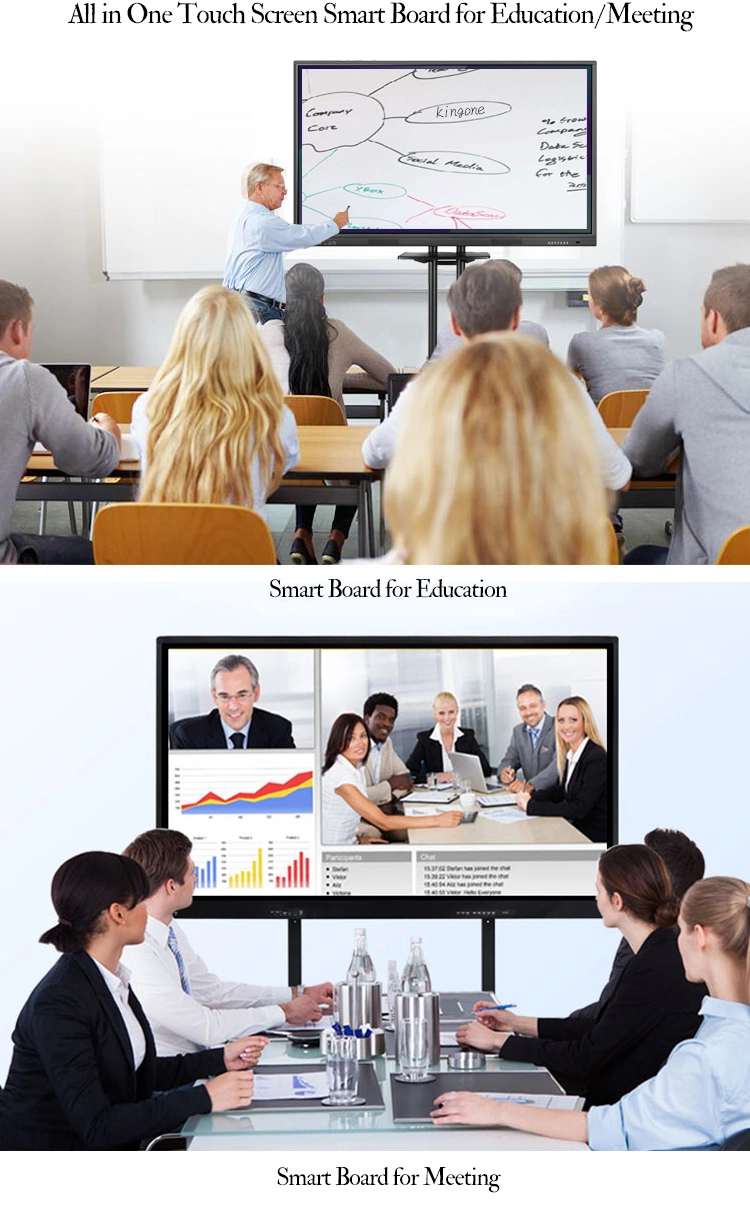 Factory Price Floor Stand 4K Screen Windows 10 Classroom Board Touch Screen 65" Interactive Whiteboard Smart