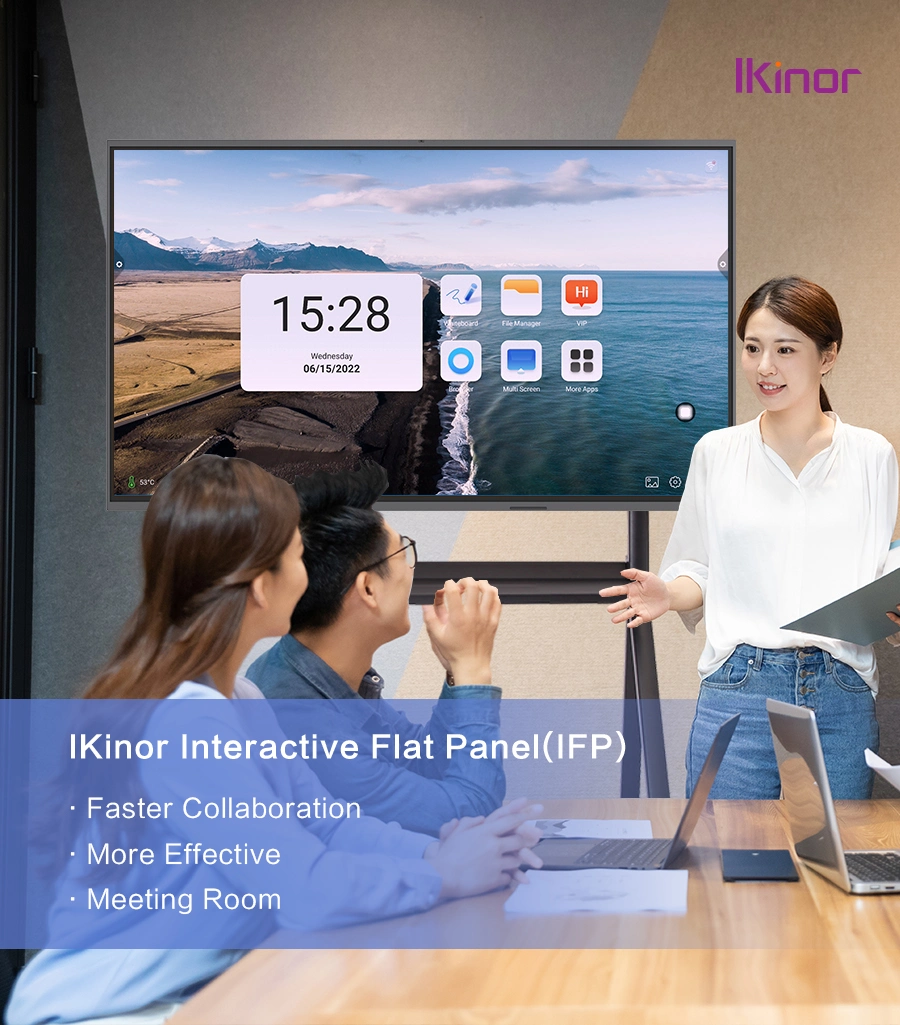 Ikinor Dual OS Android 11.0 75 Inch Interactive Flat Panel IR Touchscreen Display Smart Board for Teaching